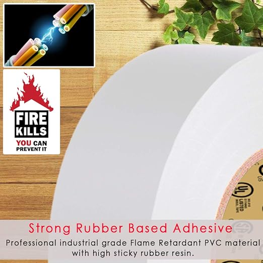 LYLTECH White Vinyl Electrical Tape 8 Rolls 7mil 3/4in x 30ft | Waterproof, strong adhesive, durable & easy wrap, high temperature resistant vinyl tape for home electrical wiring insulation