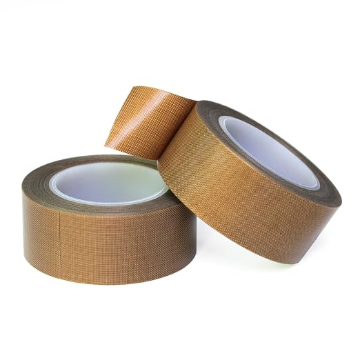 High-Temperature Teflon Fabric Tape, 1"×33 ft ,2"×33 ft PTFE Tape for Vacuum Sealer Machine, Hand Impulse Sealers Insulation PTFE Coated Fiberglass Adhesive Tape Waterproof, Heat Resistant, Durable