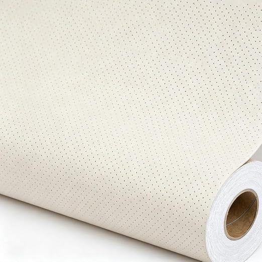 Qextce Perforated Leather Repair Patch Tape, Beige, 17x100 Inch | Breathable, Self-Adhesive, For Furniture, Couches, Car Seats, Office Chairs, Faux Leather & Vinyl Repair Kit