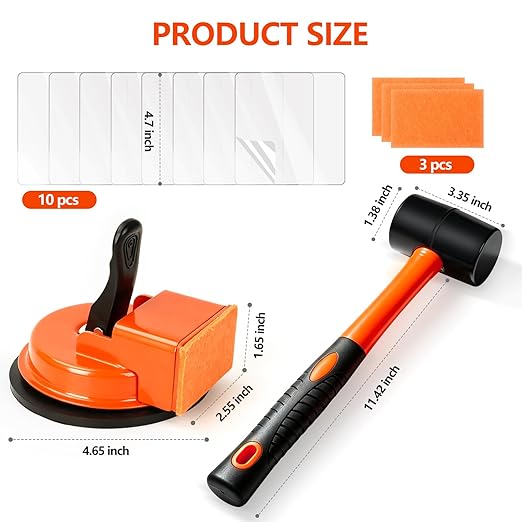Floor Gap Fixer Suction Tool, Heavy Duty Laminate Flooring Gaps Repair Kit, Adjustable Leveling Setter with 10 Sticky Pads & 1 Rubber Mallet for Hardwood, Vinyl Plank, LVP & Tile Flooring Installation
