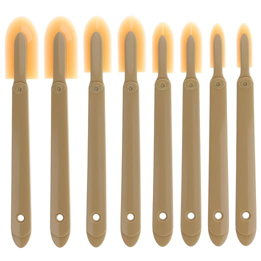 QWORK 8 Pcs Caulking Tool Kit, Flexible Silicone Caulk Smoother & Finishing Spatula Set, Assorted Sizes for Corners, Seams & Joints, Non-Scratch Caulk Finisher