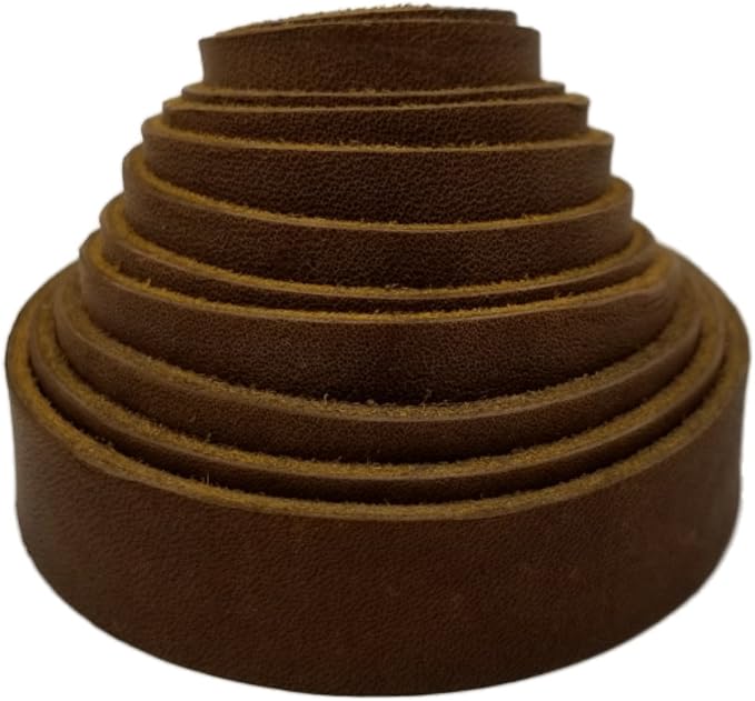 TOFL Genuine Leather Strap | Top Grain Cowhide Strip – Medium Brown | 72" L x 5/8" W x 1/16" Thick | Suede Backing | Leather Craft Supplies | Leatherworking & DIY Repair Projects | 4-5 oz