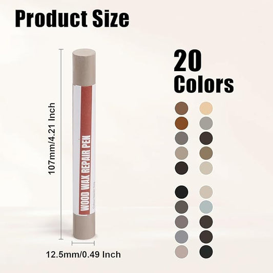 Wood Filler Sticks, 20 Colors Wood Repair Wax Crayons with Scraper, Wood Touch Up Markers for Repairing Scratches, Cracks, Holes in Cabinets, Floors, Tables and Doors[Gray Series]