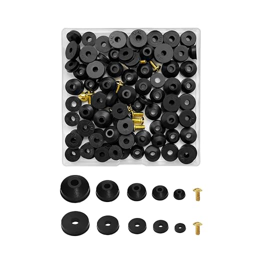 116 PCS Faucet Washers Assortment Kit, Flat & Beveled Rubber Faucet Washers, Brass Bibb Screws, Multi-Size Faucet Stem Washers, Outdoor Faucet Repair Kit
