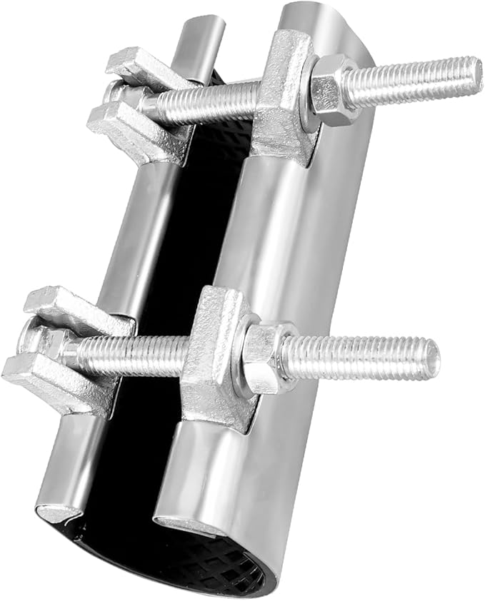 2” X 6” Pipe Repair Clamp for Repairing Leaks in Water Pipes or Copper Pipes, Double Bolt Clamp, Stainless Steel, Fits 2"Galvanized Pipe