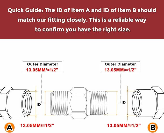 Pack of 3, 1/4" MNPT To 1/4" MNPT Solid Brass Hex Nipple Hose Connectors, Male Pipe Adapter for Pipe Leak Repair, Bathroom Remodeling, Tool Extension, Compression