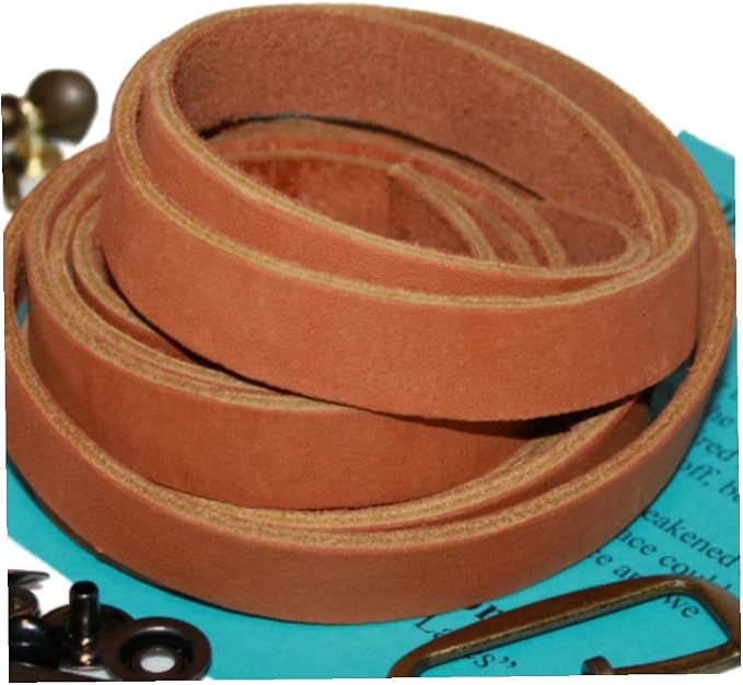 Leather Strap for Crafts & Jewelry | 72 Long × 5/8" Wide × 1/8" Thick (7-8oz) | Genuine Leather Strips for Crafts, Projects or Repairs - Golden Tan | 5-Pack