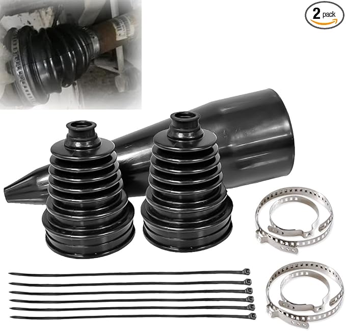 2PCS CV Boot with Expander Tool,4 Stainless Steel Clamps,6 Cable Ties,Waterproof and Dustproof Silicone CV Axle Boot Repair Kit,Universal CV Joint Boot,Protect CV Axle (2pcs+Cone Tool)