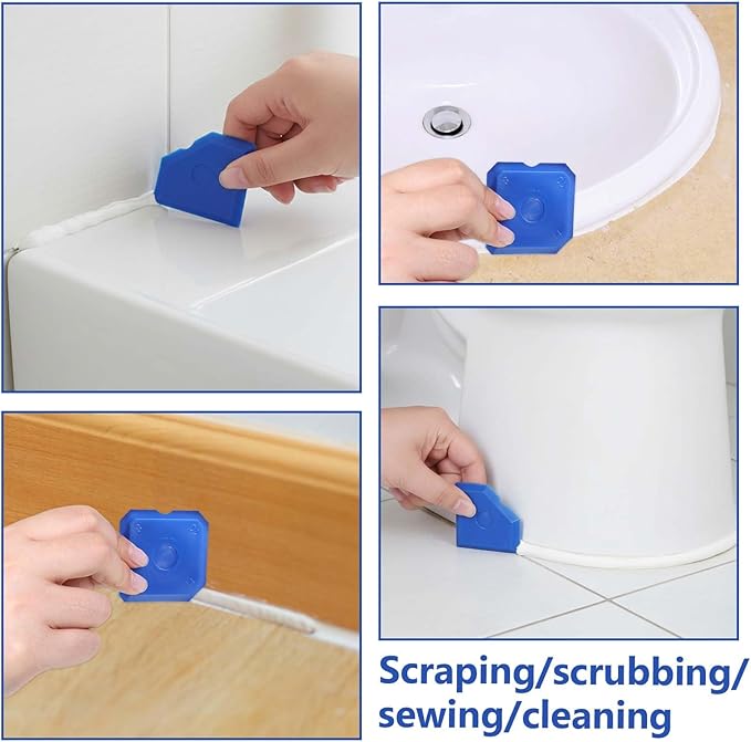 10 Pcs Silicone Caulking Tool Set, Silicone Sealant Finishing Tools, Caulk Remover Tool, Multi-Edge Sealant Applicator for Kitchen Bathroom Floor Window, Blue