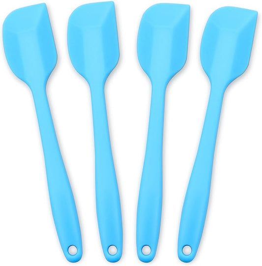 4‑Piece Silicone Spatulas Set Heat Resistant 600°F Seamless Steel‑Core Rubber Spatulas for Nonstick Cookware ALLWIN HOUSEWARE Uniform Length Kitchen Spatulas for Cooking & Baking, Blue