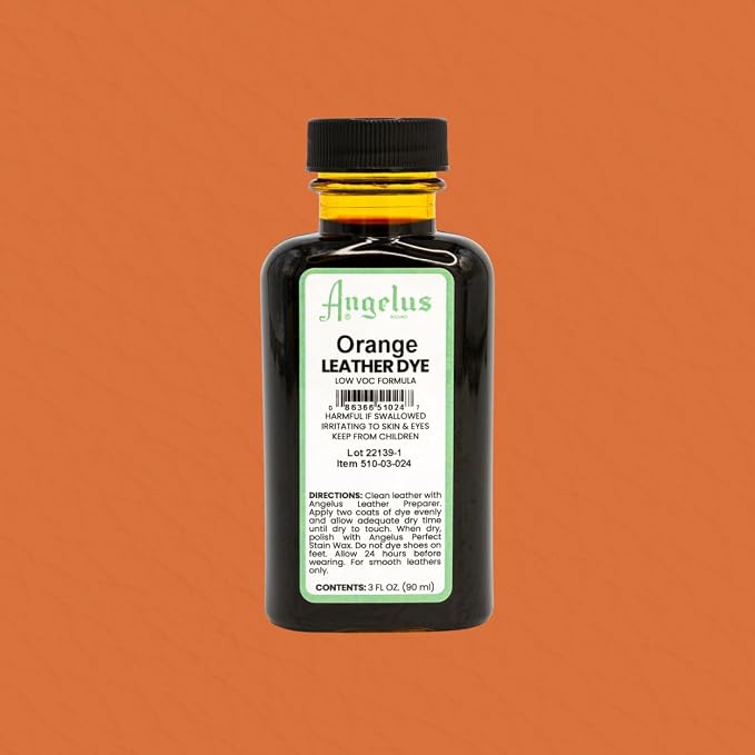Angelus Leather Dye - Flexible Leather Dye for Shoes, Boots, Bags, Crafts, Furniture, & More 3oz, Dauber Included (Orange)