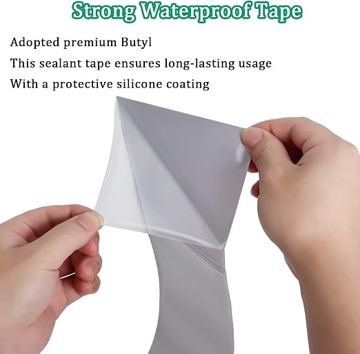 RV Roof Tape White, 6 Inch X 50 Feet RV Sealant Tape with Rubber Roller, Roof Patch Repair Tape for Camper Roof Repair, Use on Various Motorhomes Roof Surfaces, Seaming Patching Waterproof Butyl Tape