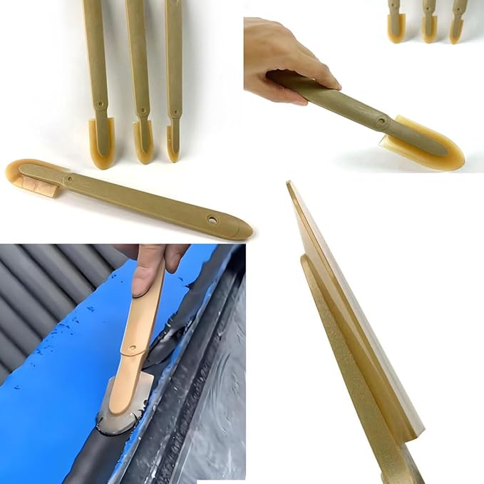 AYLIFU 4 Size Rubber Caulk Tool Glue Removal Tool Caulk Scraper Yellow With Handle Grip For Tiles Bricks Skirting Boards Kitchen and Bathroom 4PCS