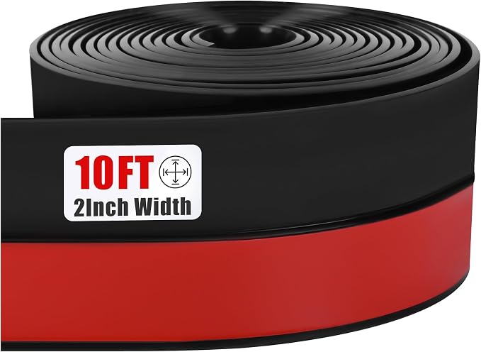 Draft Seal Tape for Doors and Windows 2 in x 10 Ft Silicone Weather Stripping Extra Thick 2mm Door Seal Strip with Strong Adhesive Draft Insulation Stopper Side Seal - Black