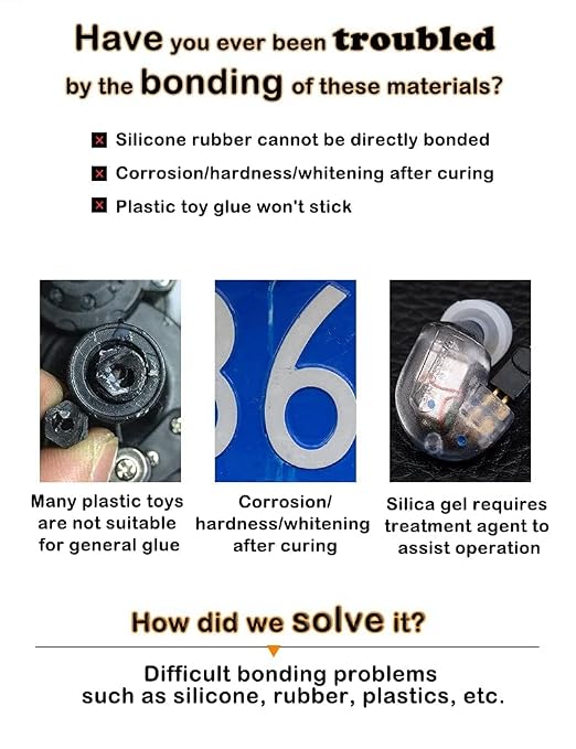 Silicone Glue,Clear Silicone Adhesive for Silicone Rubber Waterproof,Instant,Heat Resisting,Liquid Silicone Sealant Super Glue for Plastic,Metal,Wood,Electronic Components,TPU TPR TPE,50ml