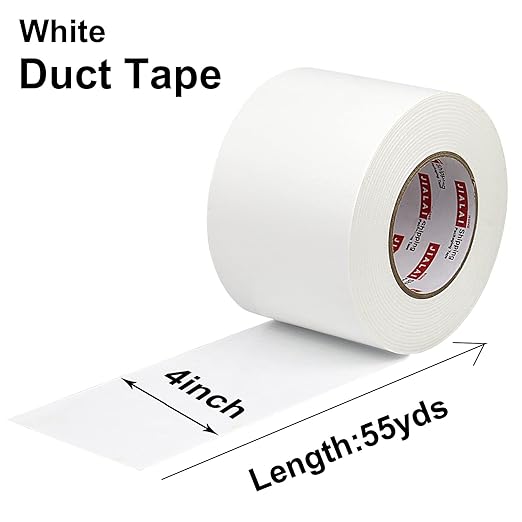 JIALAI HOME White Duct Tape 4 Inch, Industrial Grade 4 inches x 55 Yards (164 ft), 9 Mil Heavy-Duty, Waterproof, Strong, Flexible, No Residue, for Crafts & Home Improvement