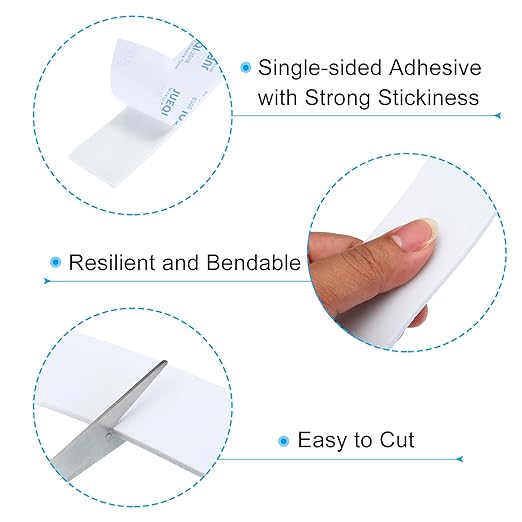 PATIKIL 1-9/16"W x 1/8" T x 16.4Ft EVA Single Sided Foam Tape, 2Pcs Multipurpose Sealing Strip Foam Waterproof Weather Stripping Foam Sealing Foam Strips with Adhesive for Door, White