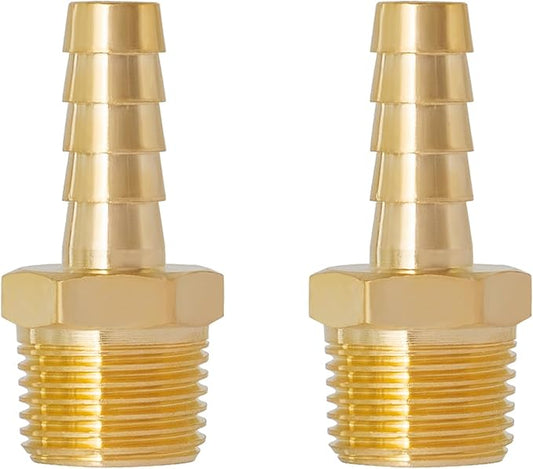 SUNGATOR Hose Barb Fittings 5/16 Inch Barb × 3/8 Inch NPT, Brass Air Hose Fittings, 5/16" to 3/8" NPT Male Air Line Repair Connector Kit, Brass Male Thread Pipe Adapter (2 Pack)