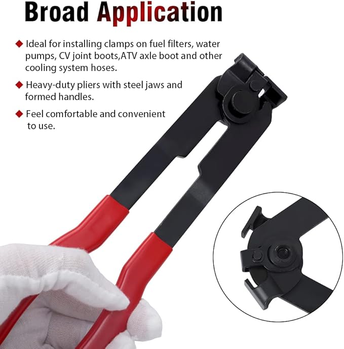 For Auto/ATV CV Joint Axle Boot Clamp Pliers Tool with 20 Crimp Bands -Ear Type Extension For Most Cars