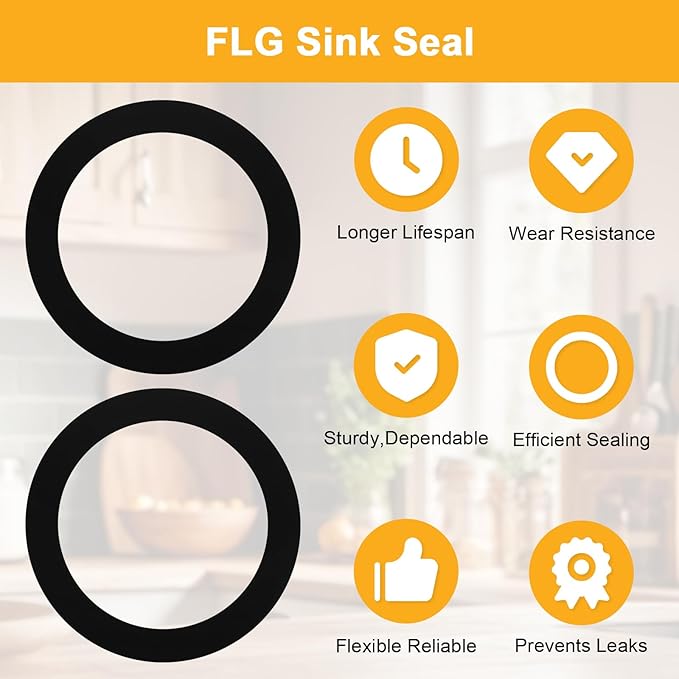 Kitchen Sink Drain Rubber Gasket for Insinkerator,Garbage Disposal Gasket Seal Ring Replacement Kit,FLG Putty Free Sink Seals,4 pcs