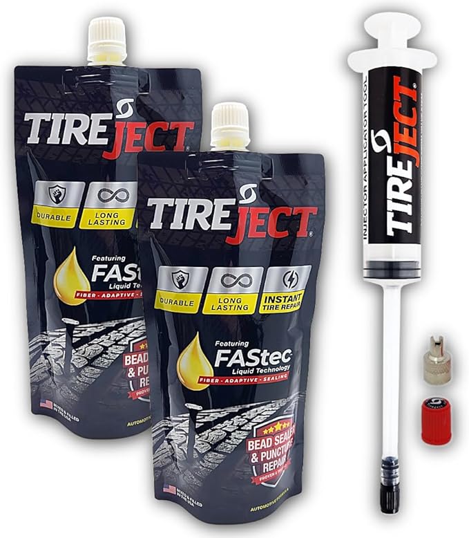 TireJect Full-Size Truck/SUV Instant Tire Repair Sealant Kit (2-Pack with Injector) - Seal Punctures & Bead Leaks