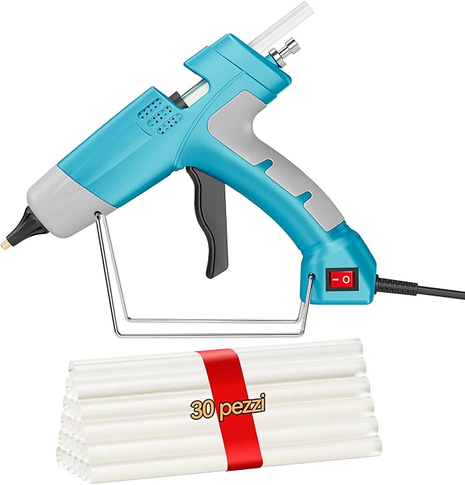 100W Hot Glue Gun Full Size Set with 30 Glue Sticks (0.43IN) for Wood, Metal, Ceramics, Leather, and DIY Projectse