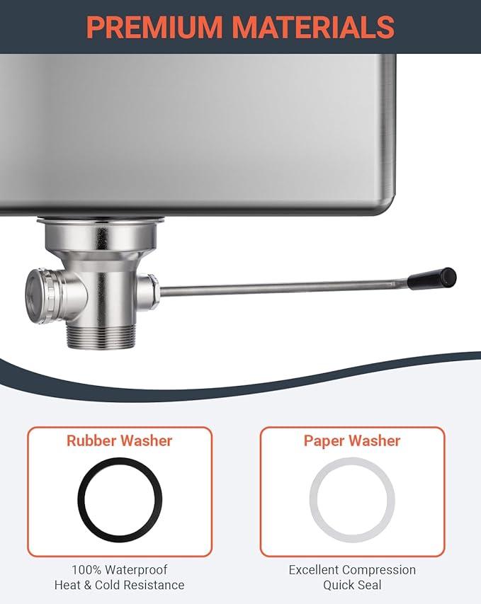 4 Pack Kitchen Sink Gasket, 3-1/2 Inch Sink Drain Gasket Seal Rings, 2 Rubber & 2 Paper Washers for 1/2/3 Compartment Sinks, No Plumber's Putty Needed