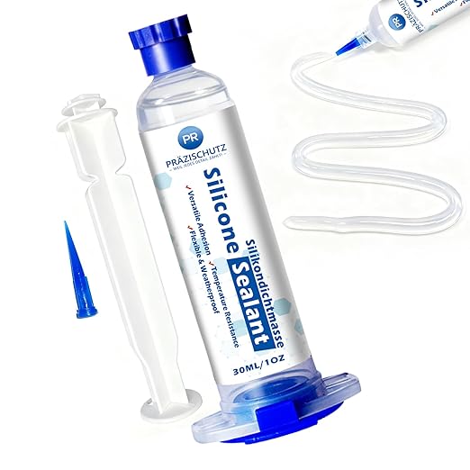 RTV Silicone Adhesive Sealant - High Temperature & Waterproof Caulking for Home, Auto, & Crafts - Creates Flexible, Long-Lasting Seal on Kitchen, Bathroom, Shower, Window (Clear, 30ml/1oz)