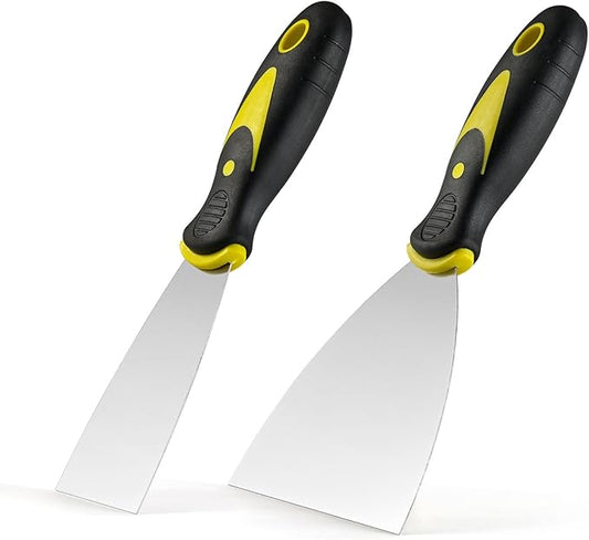 Putty Knife Scraper Set, 2" 4" Spackle Knife 2Pack, Stainless Steel Paint Scraper for Drywall Repairing and Clearing, Wallpaper Removal, Putty Applying, Plaster Scraping