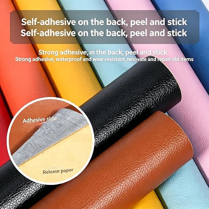 Cremsy Leather Repair Patch, Self Adhesive Leather Repair, Waterproof Vinyl Repair Patch, Cuttable Furniture Repair Tape for Couches, Sofa, Furniture, Car Seats, Bags, Jackets (Orange)
