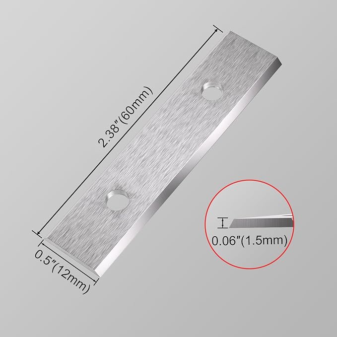 LU&MN Carbide Scraper Replacement Blades, 2.38" / 60×12×1.5mm Double-Edged Reversible Blades, Fits Most Handheld Paint, Glue& Grout Scrapers, 100Pieces