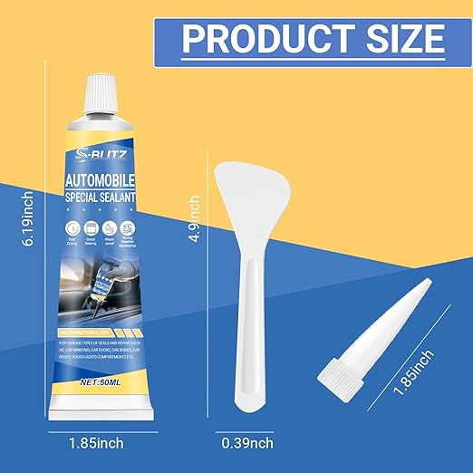 Window Sealant Black Silicone Sealant Water-Repellent Durable Sturdy, High Temperature Silicone Sealant Versatile Sealing Windscreen Sealant for Car Headlights, Rubber Seals (Blue)