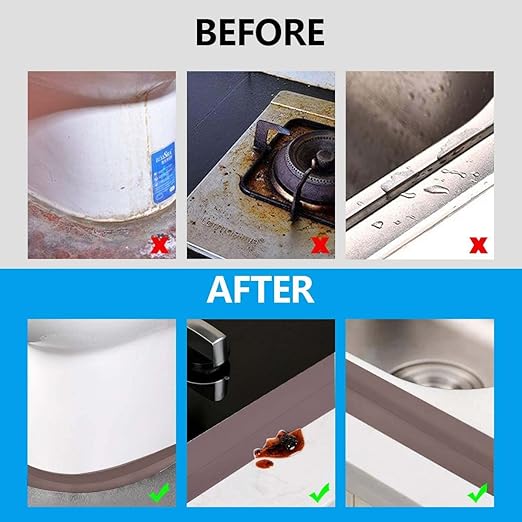 Bath & Kitchen Caulk Tape Sealant Strip, PVC Self-Adhesive Tub & Wall Sealing Tape, Shower Tile Sealer (Brown)