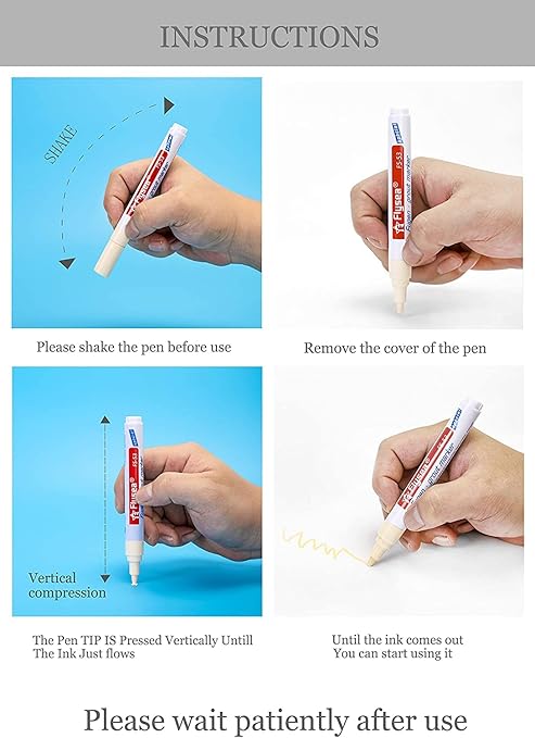 10 Pieces Tile Pen Wall Grout Color Pen Tile Repair Pen Refill Wall Gap Grout Renew Marker for Tiles Floor Kitchen Bathroom(Silver)