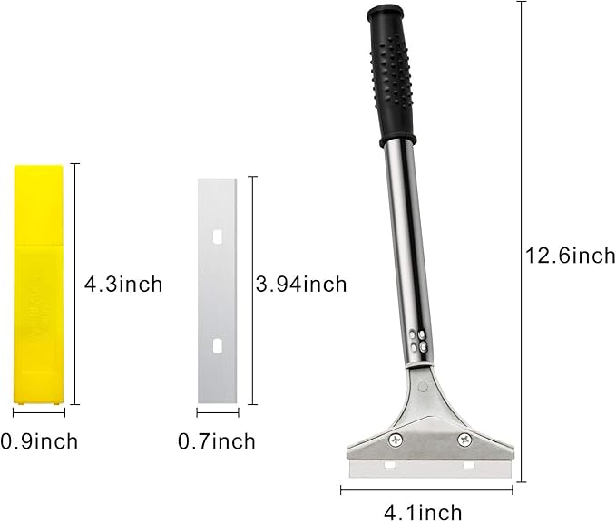 Mudder 4 Inch Razor Blade Scraper Tool Wallpaper Floor Tile Paint Removal Smoothing Scraper Tool with Replacement Blade for Removing Wallpaper Sticker Glue Floor Adhesive(Black,3 Pcs)