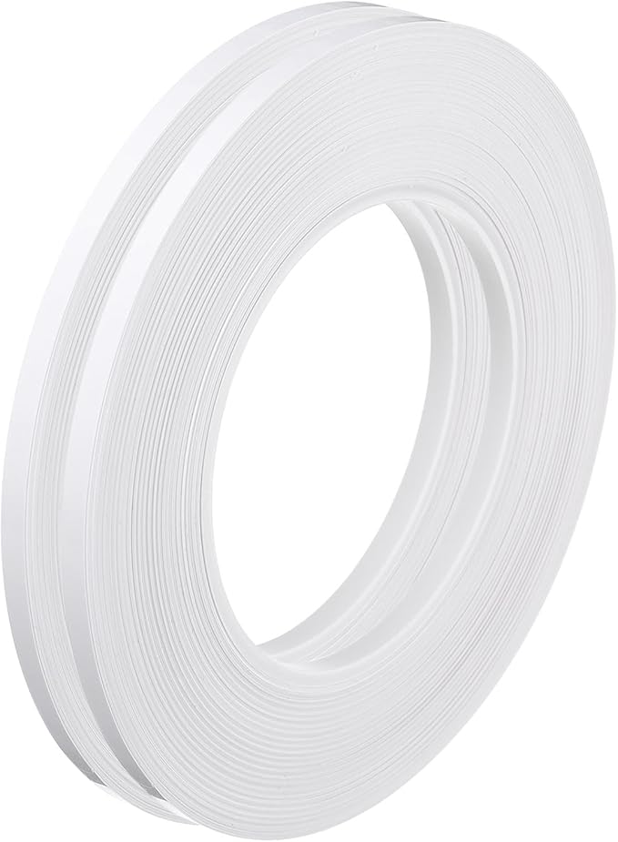 HARFINGTON 2Pcs Floor Tiles White Foil Lines Metallic Mirror Tape 0.2" x164 Ft Self Adhesive Decor Floor Wall Seam Sticker Waterproof Gap Sealing Tape for Kitchen Bathroom Cabinet