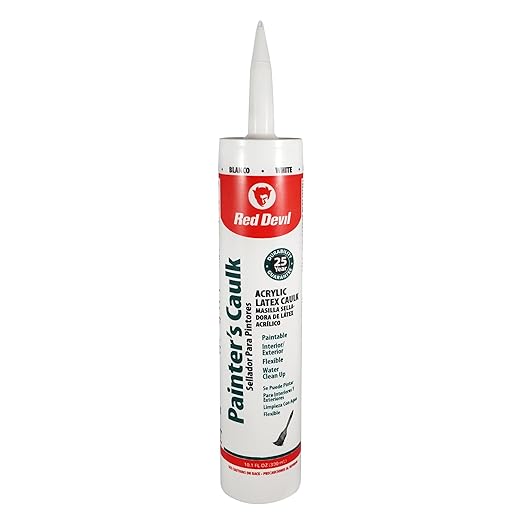 Red Devil 0746 Painter’s Caulk, 10.1 oz, Paintable Acrylic Latex Caulk for Interior and Exterior Use, Water Cleanup, Ready to Paint in 2 Hours