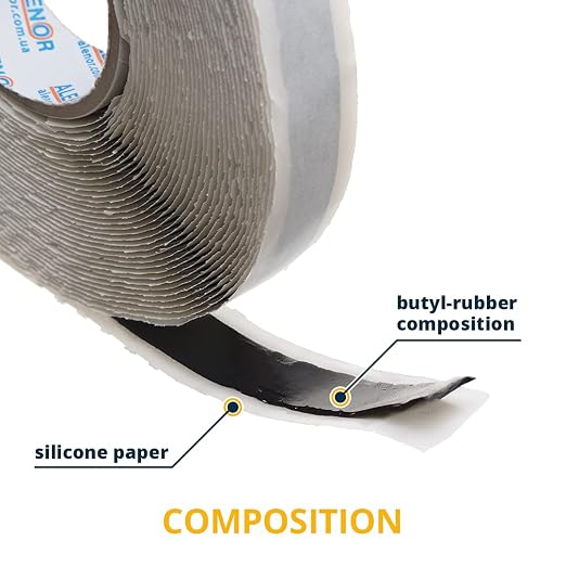 Alenor Black Butyl Seal Putty Tape 1/5'' x 33 Foot - Leak Proof Putty Tape for RV Repair, Window, Boat Sealing, Glass & EDPM Rubber Roof Patching, Car, Van, Bus & Auto Repair