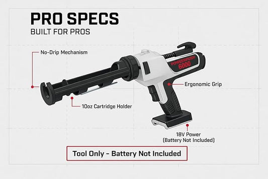 Heavy Duty Caulking Gun | 18V Cordless Drive | 10oz Cartridges 300ml | Compatible with M18 Battery | Tool Only | No Drip Professional Calking for Painters, DIYers