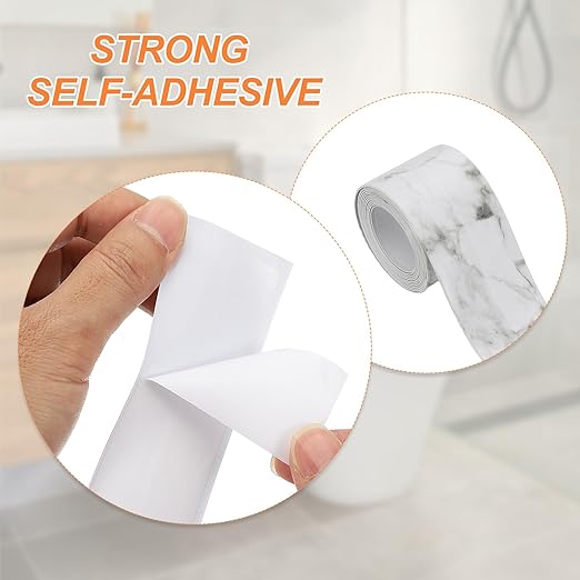 PATIKIL Caulk Tape Waterproof Self Adhesive, PVC Toilet Caulking Sealant Strip Bathtub Caulk Sealing Strip Tape for Bathroom Kitchen Countertop, Slate Stone Pattern (1.5 Inch x 5 Ft)