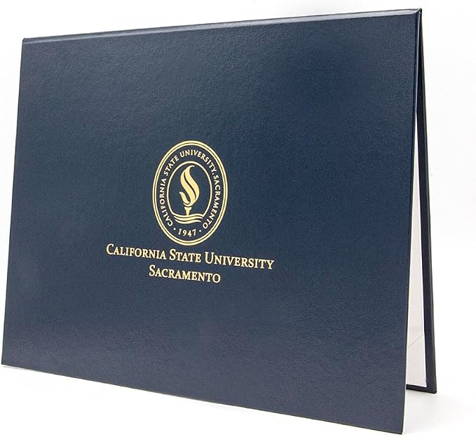 Navy Blue Faux Leather Document Cover A4 (8.3x11.7 UK) Size | Tent-Style Opening, Non-Padded with Custom Metallic Foil Printing | Professional Presentation for Awards, Diplomas and Certificates