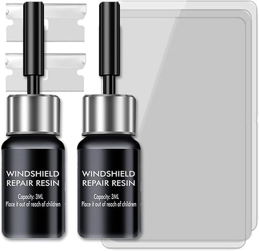 Windshield Repair Kit, 2 Pcs Car Glass Repair Kit Quick Fix for Chips & Cracks, Windshield Crack Repair Kit,Cracks Gone Glass Kit, Automotive Windscreen Tool, Nano Fluid Filler
