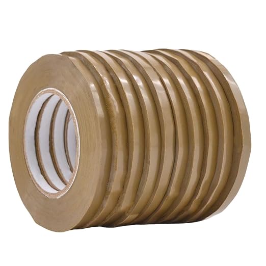 WOD Tan Produce Poly Bag Sealing Tape, 3/8 inch x 180 yds. (Pack of 10) for Packaging and Sealing of Meat, Gifts, or Ice Bags BSTC24PVC