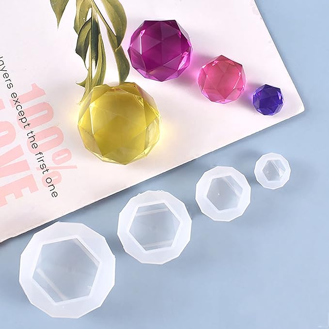 6 PCS 3D Diamond Gem Silicone Molds - Clear Diamond Molds for Making Clay, Resin, Epoxy Crafting Projects