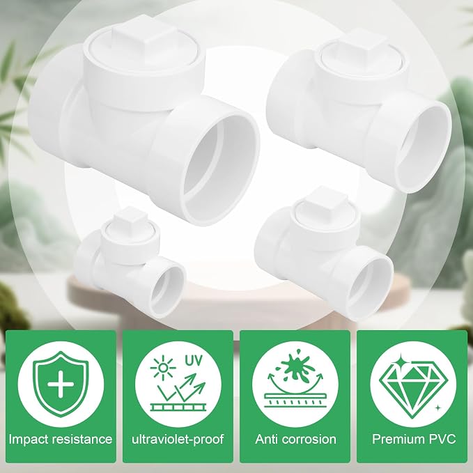 3Pack 1-1/2IN PVC DWV Cleanout Tee with Plug Pipe Fitting (Socket x Socket x FPT) SCH40 1.50IN DWV PVC Sewer Cleanout Tee with NPT Female Cap Cover for pipe, Drain, Waste, Vent