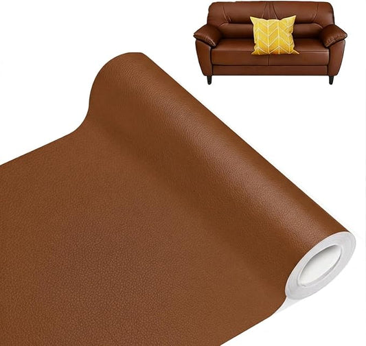 Hohylactic Leather Repair Patch 24x54 Inch, Self Adhesive Leather Repair Tape, Large Vinyl Repair Kit for Sofa Couch Furniture Car Seats, Strong Adhesion Waterproof Scratch Resistant Easy Cut (Brown)