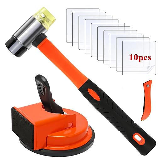 Floor Gap Fixer Tool Kit with Rubber Mallet & 10 Reusable Sticky Pads& Knee Pad,Suction Cup Laminate/Vinyl Flooring Tool for Fix Gaps,Heavy Duty Floor Gap Repair Kit for Vinyl Plank Hardwood Floor