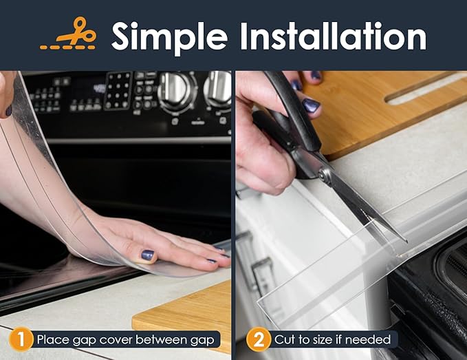Linda’s Essentials Silicone Stove Gap Covers (2 Pack), Heat Resistant Oven Gap Filler Seals Gaps Between Stovetop and Counter, Easy to Clean Stove Gap Guard (21 Inches, Clear)