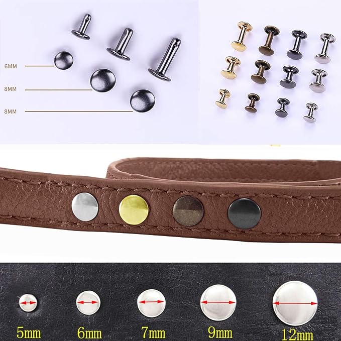360 Sets Leather Rivets, Double Cap Rivets for Fabric, with Setting Tool Kit for Crafts Repairs/Clothing/Belts Strap