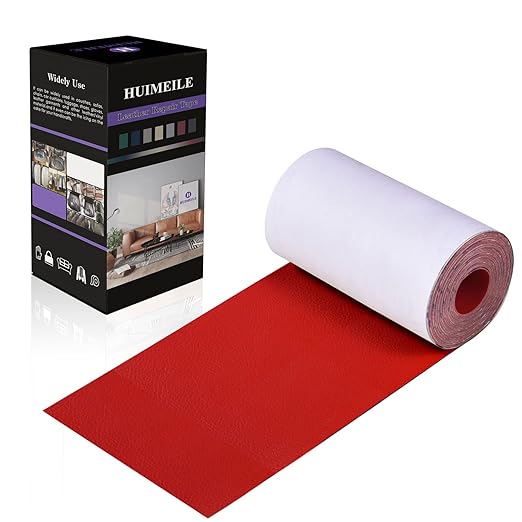 Leather Repair Patch Tape 4×60 inch Furniture Leather Strong Self Adhesive Tape for Sofas Couch Car Seats Cabinets Bags Anti Scratch Patches First Aid Patch Fixing Leather Red